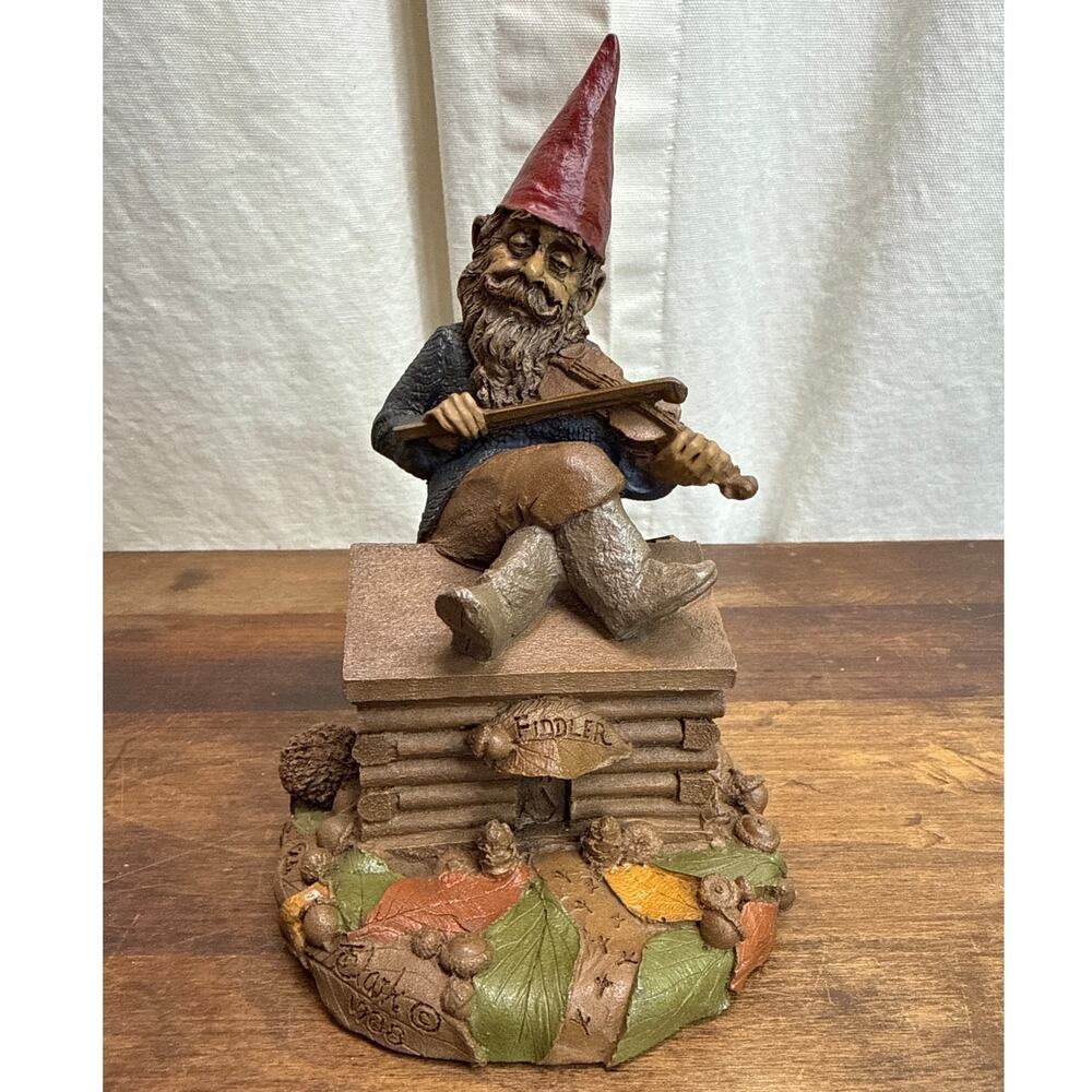 Vintage Fiddler Gnome Sculpture No. 25 Hand Crafted Tom Clark Cairn Studios 1988